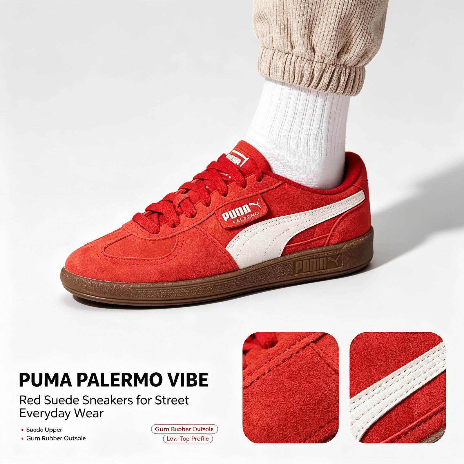 New PUMA Palermo Red Suede Sne - đánh giá và giá Puma Shoes Suede Classic
