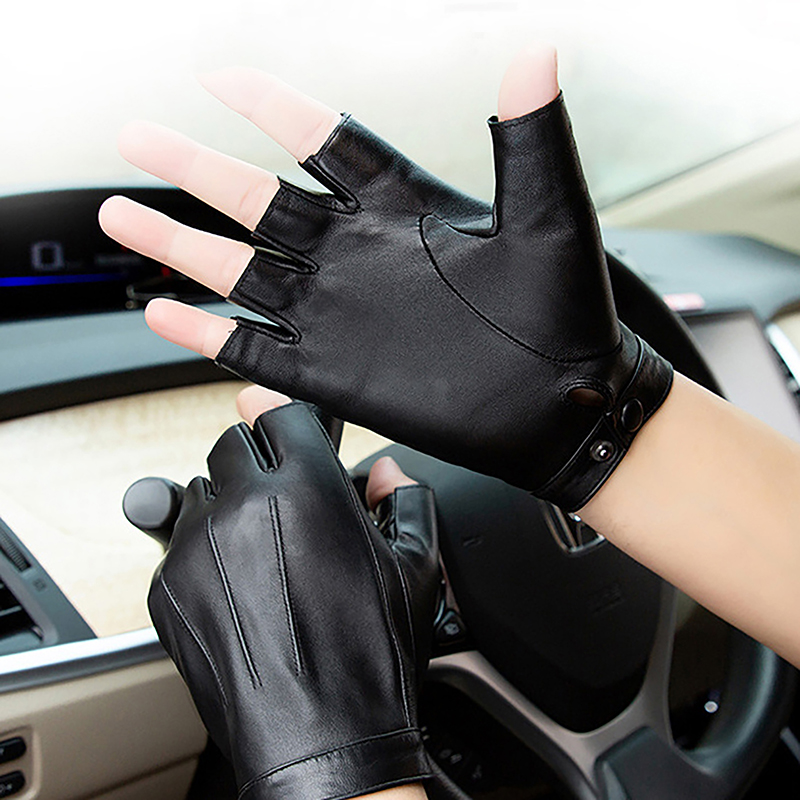 1Pair Fingerless Men Gloves PU - đánh giá và giá Leather Driving Glove