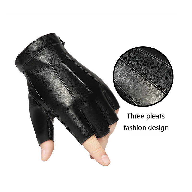1Pair Fingerless Men Gloves PU - đánh giá và giá Leather Driving Glove