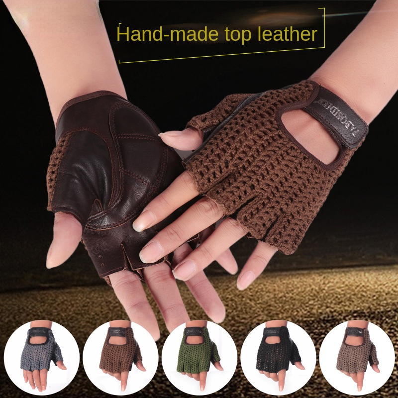 Unisex Summer Half Finger Retr - đánh giá và giá Leather Driving Glove