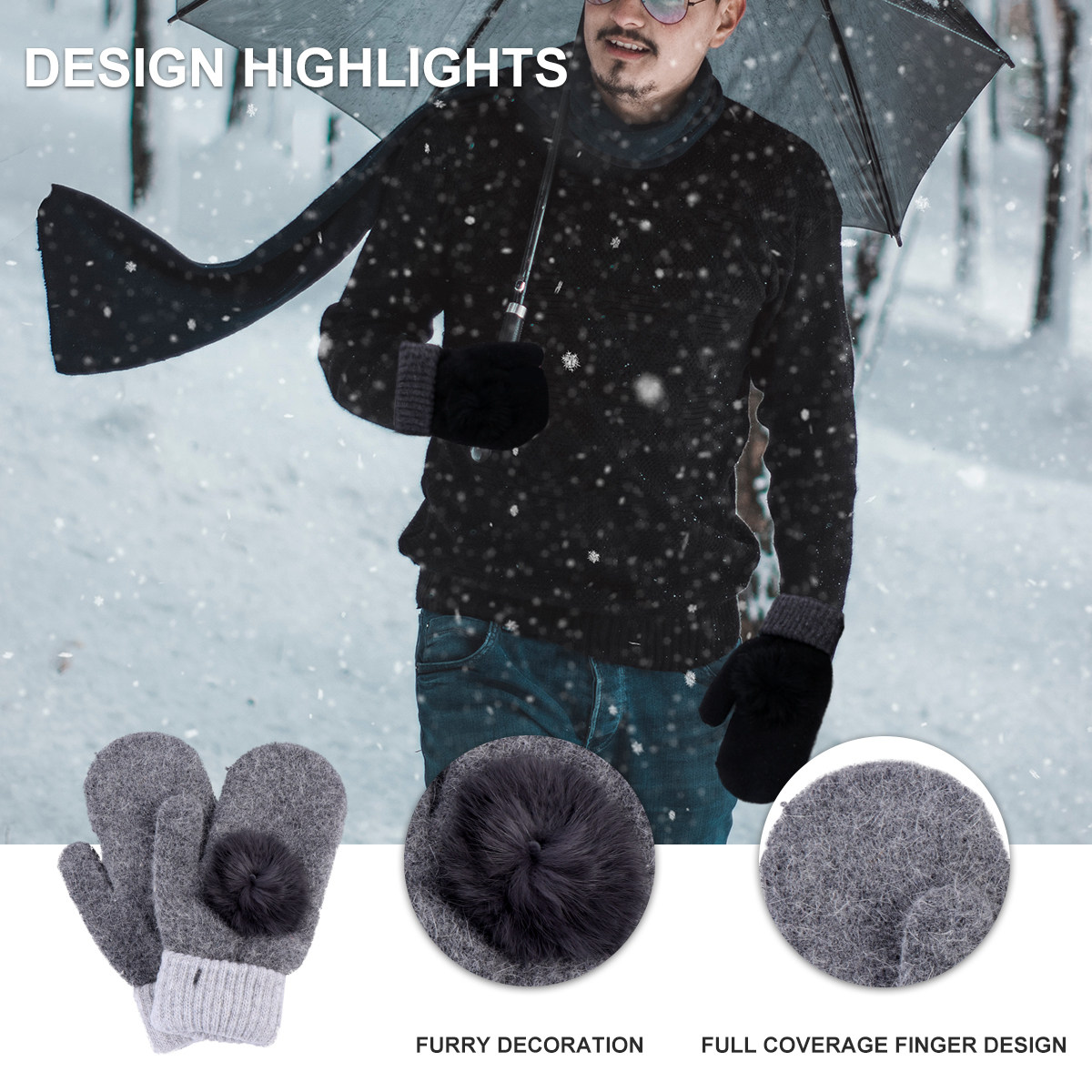 2Pairs Warm Wool Mittens Fleec - đánh giá và giá Wool Glove Lined