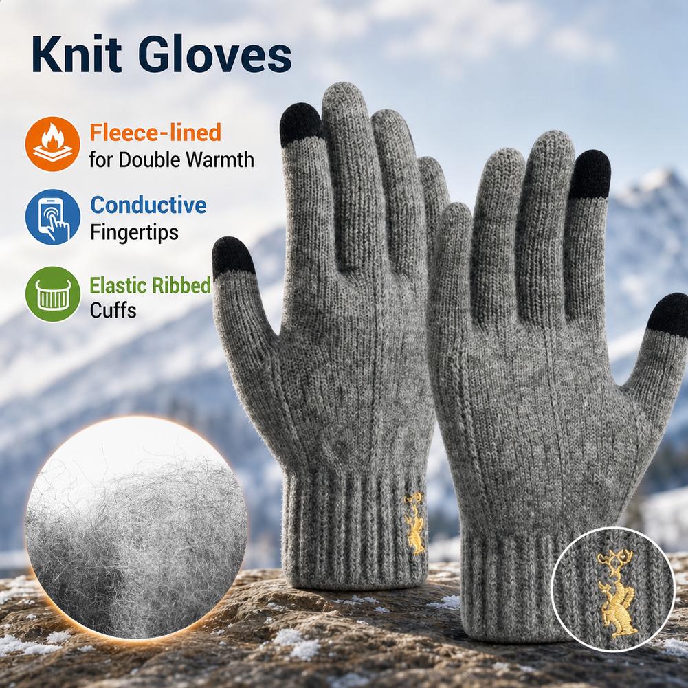 Winter Knit Gloves Touch Scree - đánh giá và giá Wool Glove Lined